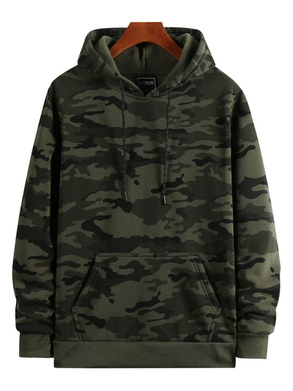 fachgo | [Camouflage Sweatshirt] Autumn Winter Hooded Men's Camouflage Loose Pullover Fleece Sweatshirt | Fleece, Hooded