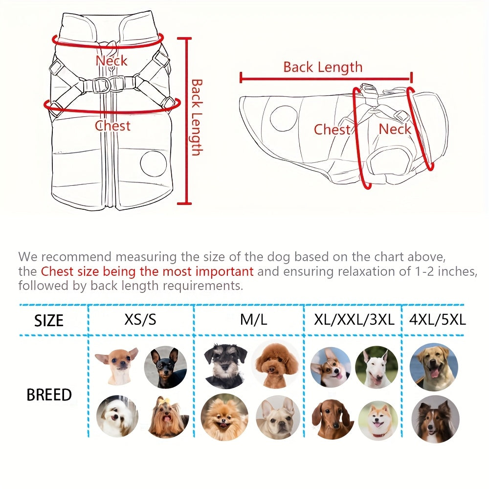 fachgo | Warm Padded Dog Vest with Harness for Small And Medium Dogs - Red Coat for Extra Comfort And Security Christmas Gift