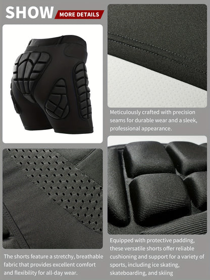 fachgo | VEPAUS Breathable 3D Padded Shorts for Ice Hockey, Snowboarding, Gymnastics, Roller Skating - Moisture Wicking, Flexible, High Stretch Polyester Knit Fabric, Regular Fit, Four Seasons Sports Gear