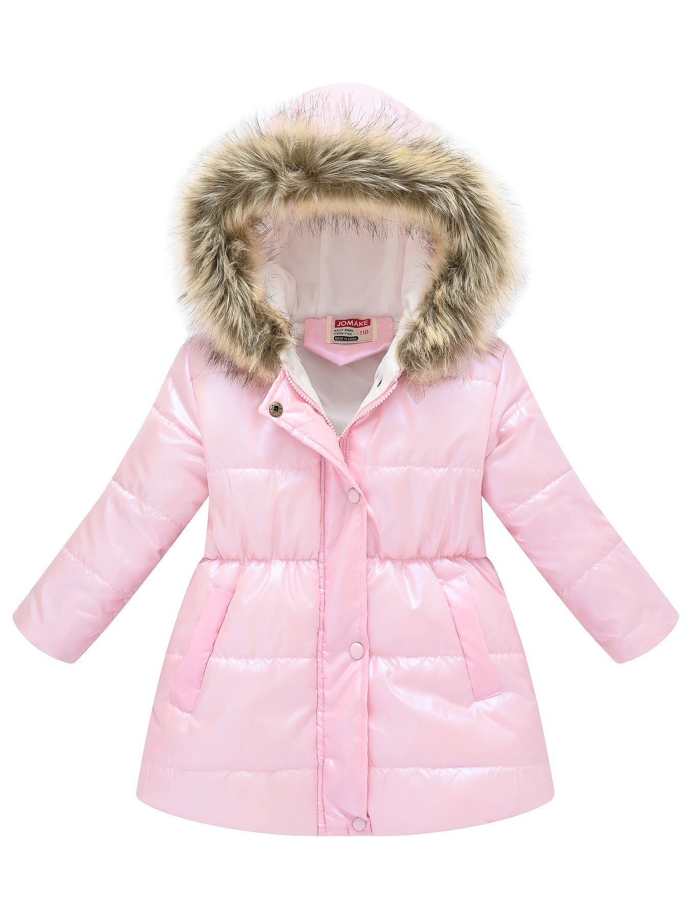 fachgo | Children's Winter New Style Thickened Glossy Hooded Jacket for Boys and Girls, Mid-Length