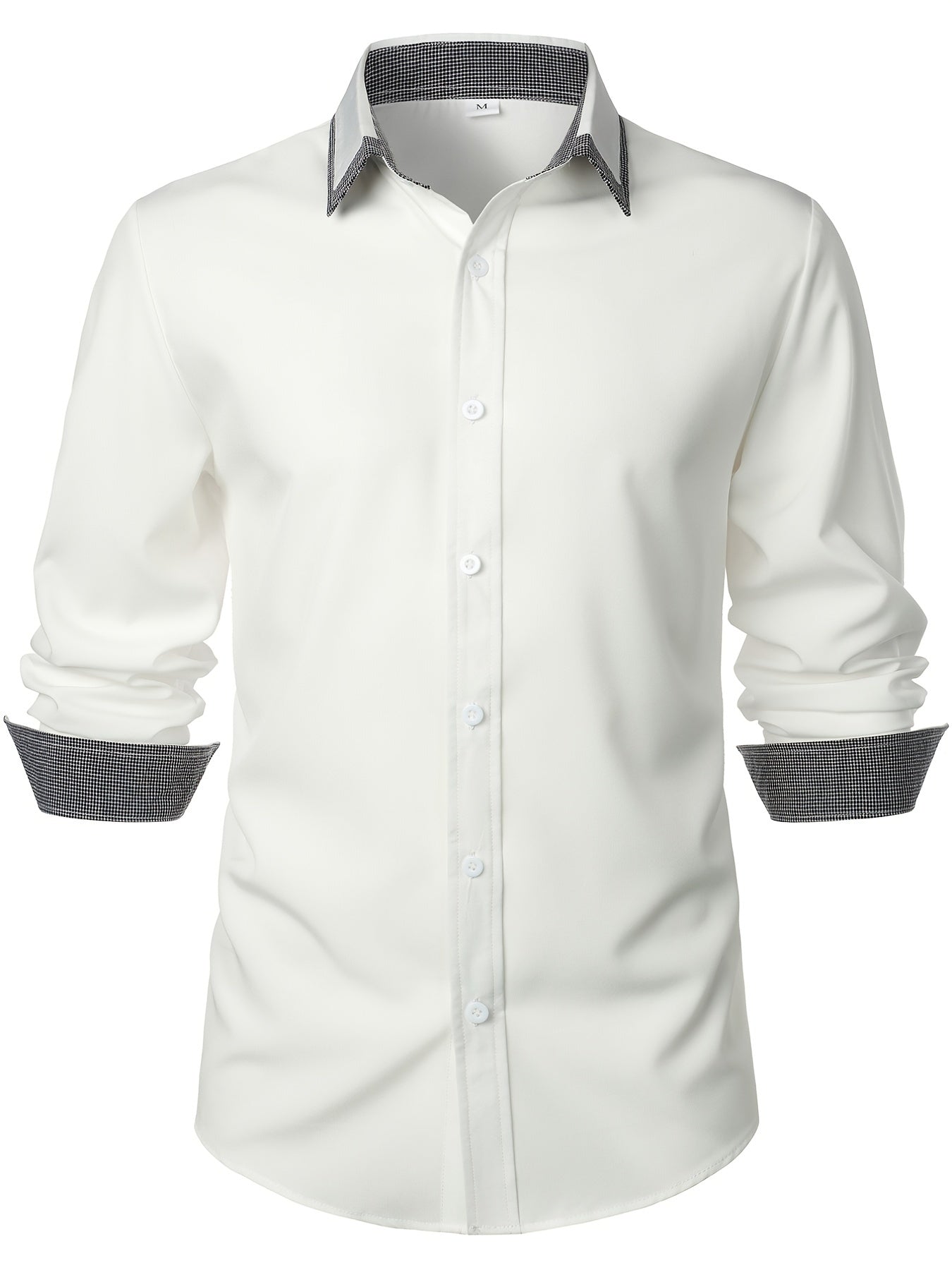 fachgo | Men'S Color-Blocked Checkered Casual Long-Sleeve Shirt