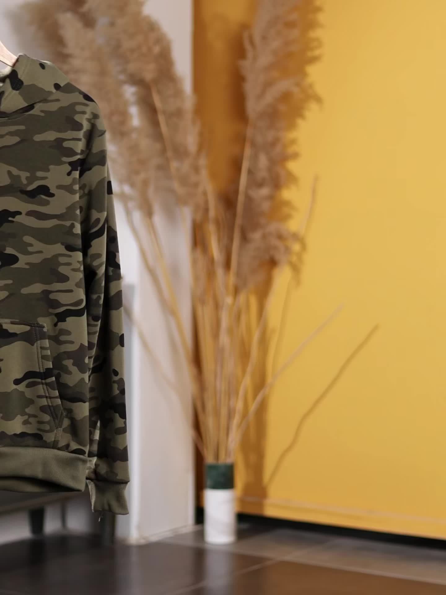 fachgo | [Camouflage Sweatshirt] Autumn Winter Hooded Men's Camouflage Loose Pullover Fleece Sweatshirt | Fleece, Hooded