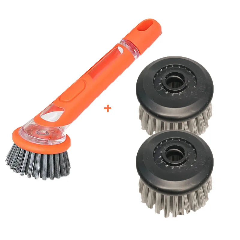 Washing Up Brush with Detergent Dispenser Multifunction Fillable Washing Up Liquid Practical Cleaning Brush For Kitchen Supplies