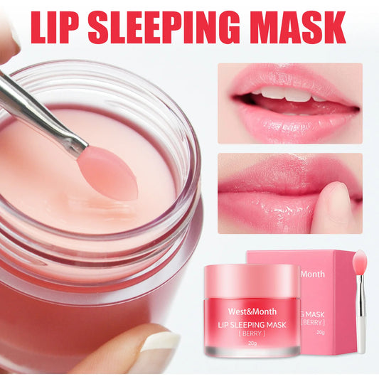 fachgo | West&Month 20g Moisturizing Lip Sleeping Mask Night Sleep Maintenance Nourish Fade Lip Lines Remove Dead Skin Repairing Lip Balm