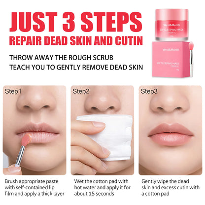 fachgo | West&Month 20g Moisturizing Lip Sleeping Mask Night Sleep Maintenance Nourish Fade Lip Lines Remove Dead Skin Repairing Lip Balm