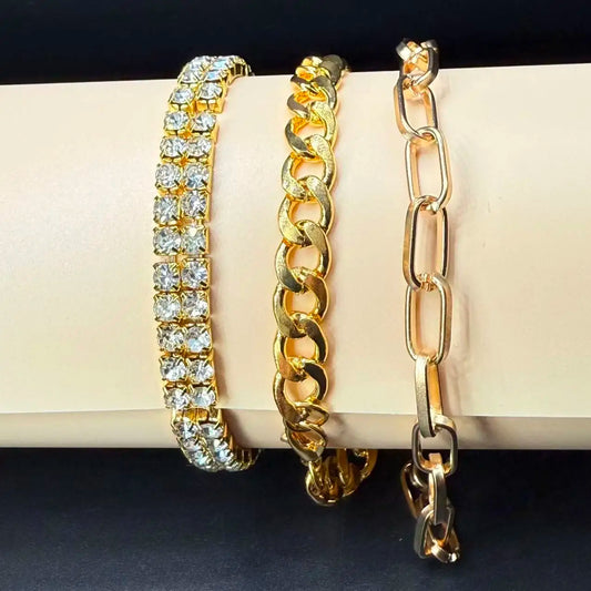fachgo | 3-Piece Bohemian Gold Bracelet Set