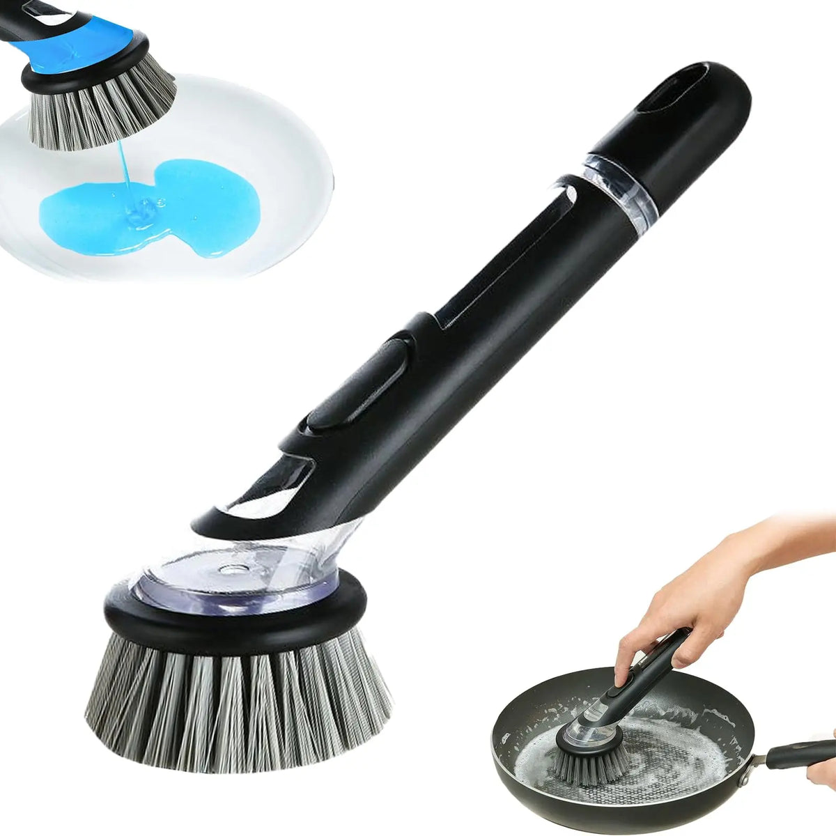 Washing Up Brush with Detergent Dispenser Multifunction Fillable Washing Up Liquid Practical Cleaning Brush For Kitchen Supplies
