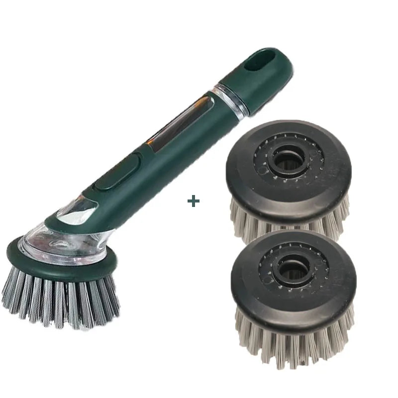 Washing Up Brush with Detergent Dispenser Multifunction Fillable Washing Up Liquid Practical Cleaning Brush For Kitchen Supplies