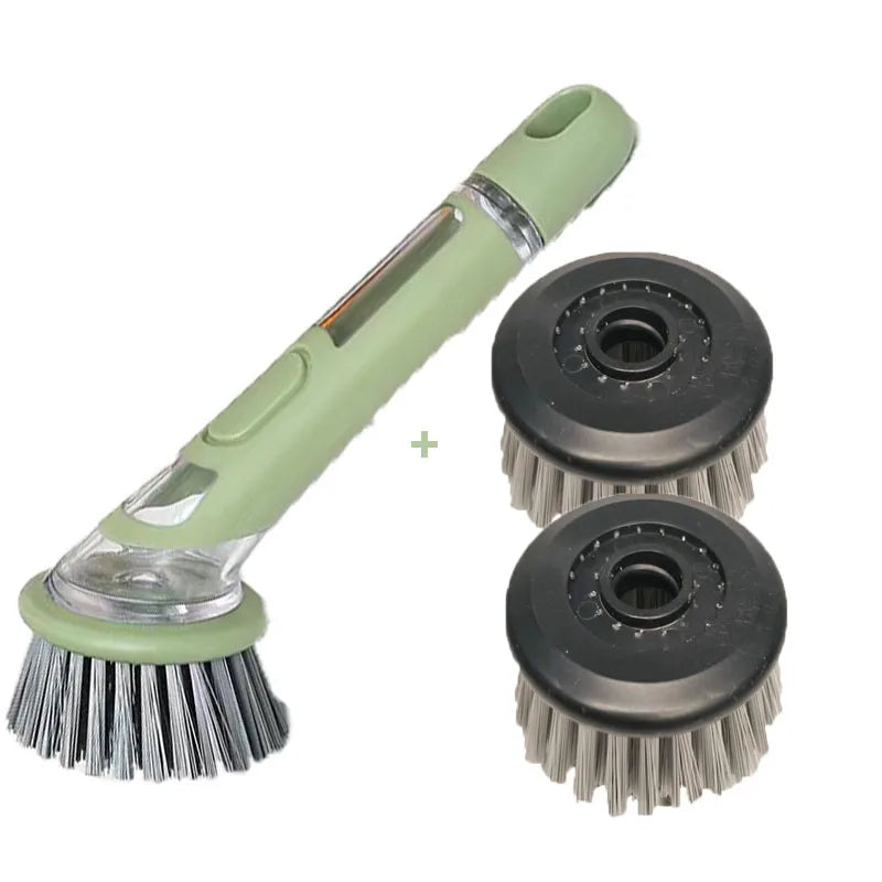 Washing Up Brush with Detergent Dispenser Multifunction Fillable Washing Up Liquid Practical Cleaning Brush For Kitchen Supplies