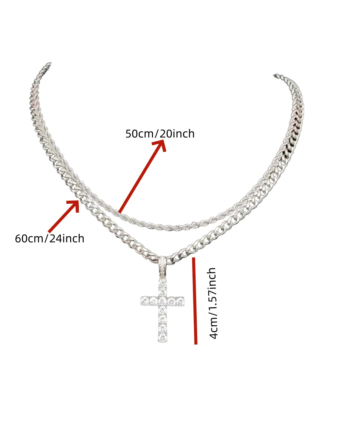 fachgo | Layered Cuban Chain Cross Necklace Set