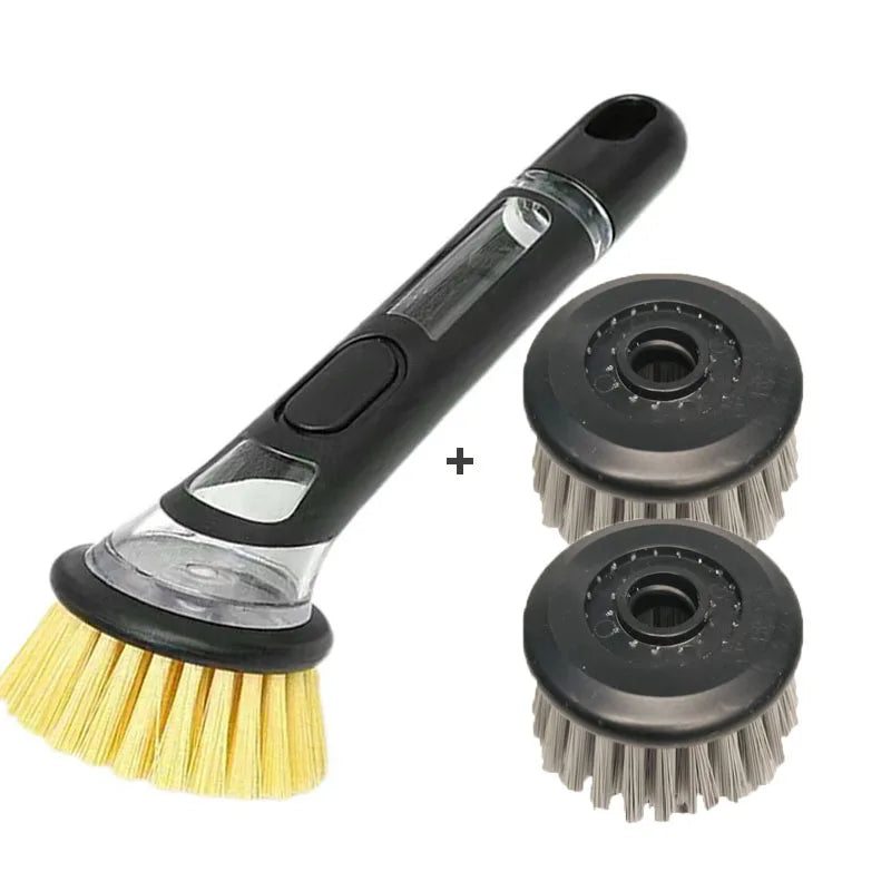 Washing Up Brush with Detergent Dispenser Multifunction Fillable Washing Up Liquid Practical Cleaning Brush For Kitchen Supplies