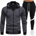 Casual Slim Fit Color Block Hooded Jacket Sportswear Suit