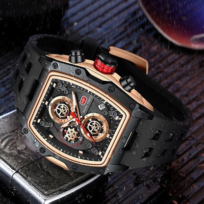 fachgo | MINI FOCUS 0473 Sport Watch for Men Silicone Waterproof Luminous Quartz Watches Business Calendar Multi-function Wristwatch Mens