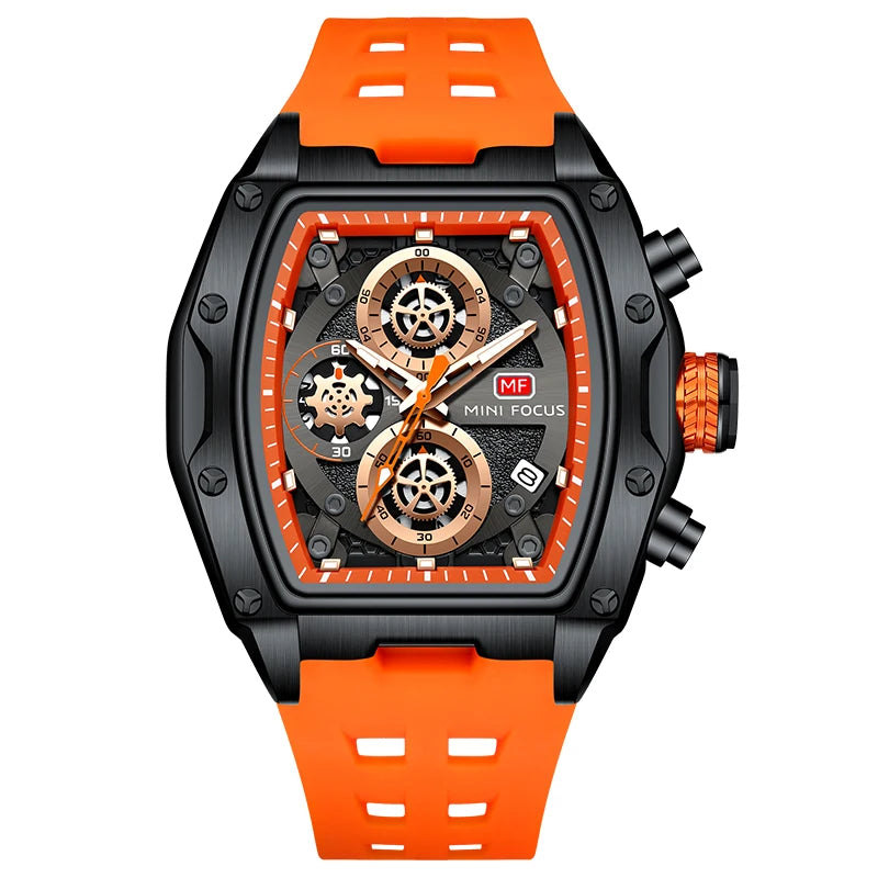 fachgo | MINI FOCUS MF0473G MF 0473 Men's Watches Luxury Sport Quartz Watch Waterproof Luminous Hands Silicone Strap Wristwatches for Men