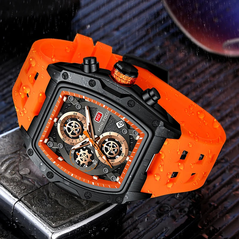 fachgo | MINI FOCUS MF0473G MF 0473 Men's Watches Luxury Sport Quartz Watch Waterproof Luminous Hands Silicone Strap Wristwatches for Men