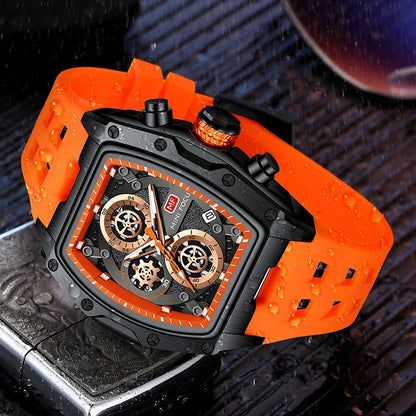 fachgo | MINI FOCUS MF0473G MF 0473 Men's Watches Luxury Sport Quartz Watch Waterproof Luminous Hands Silicone Strap Wristwatches for Men