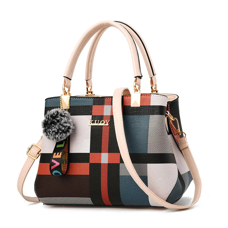 fachgo | Elegant Designer Handbags Women Bags Messenger PU Leather Crossbody Bags Hairball tassen Girls Shoulder Bag Top-hand Tote Bag