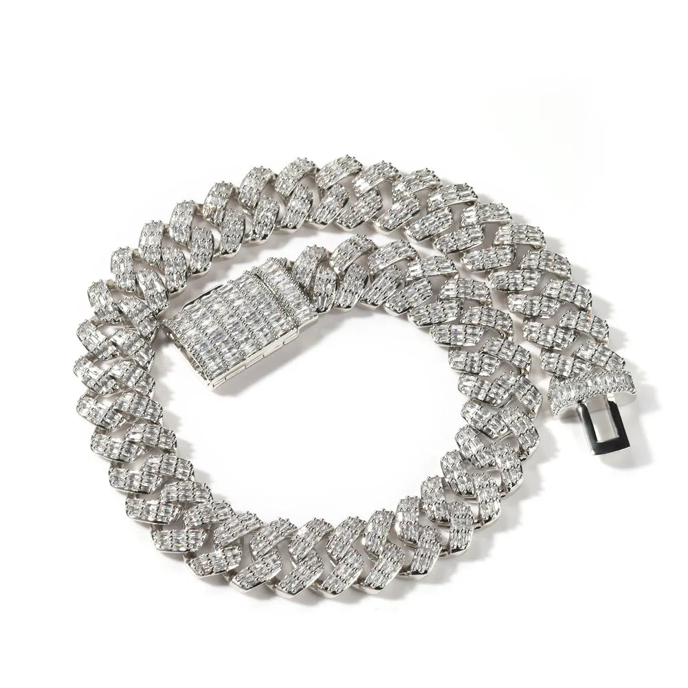 fachgo | 2022 New Luxury 19mm Cuban Chain Gold Plated Miami Cuban Link Chain Bracelet 3 Rows Diamonds Wholesale Cuban Necklace