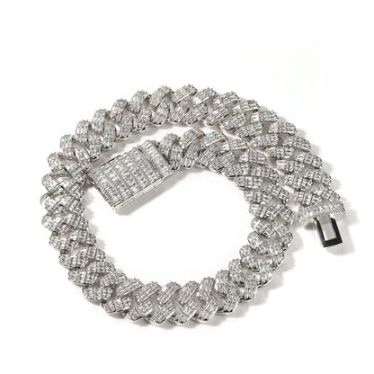 fachgo | 2022 New Luxury 19mm Cuban Chain Gold Plated Miami Cuban Link Chain Bracelet 3 Rows Diamonds Wholesale Cuban Necklace