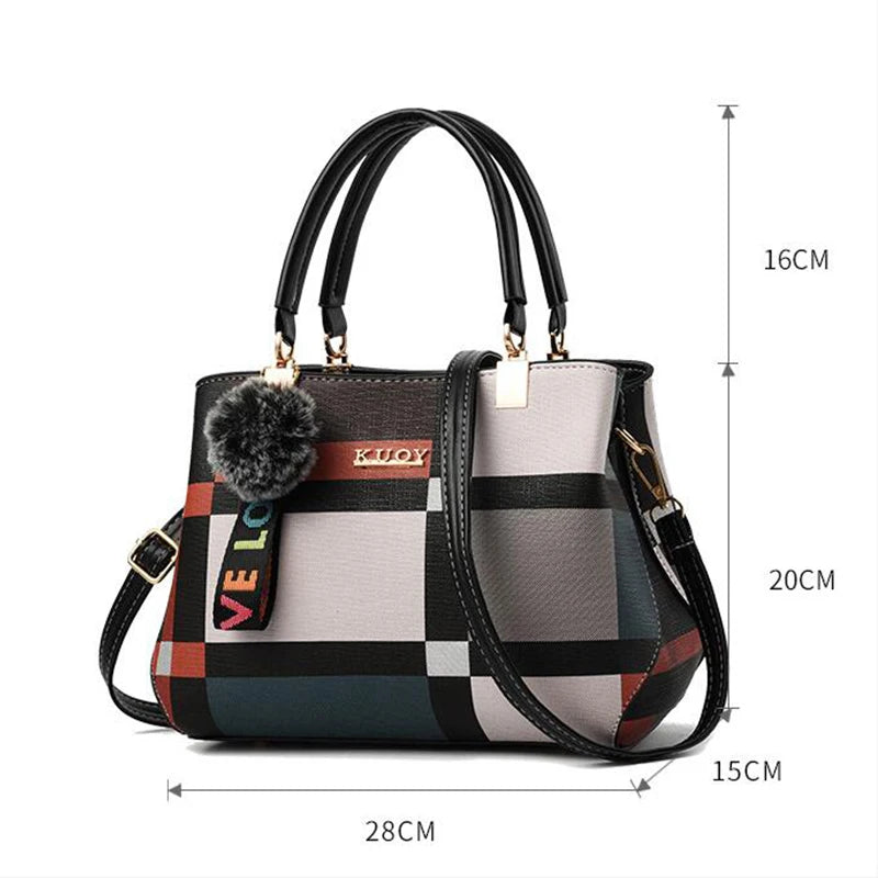 fachgo | Elegant Designer Handbags Women Bags Messenger PU Leather Crossbody Bags Hairball tassen Girls Shoulder Bag Top-hand Tote Bag