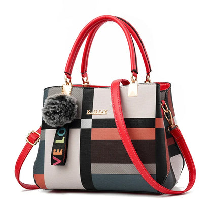 fachgo | Elegant Designer Handbags Women Bags Messenger PU Leather Crossbody Bags Hairball tassen Girls Shoulder Bag Top-hand Tote Bag
