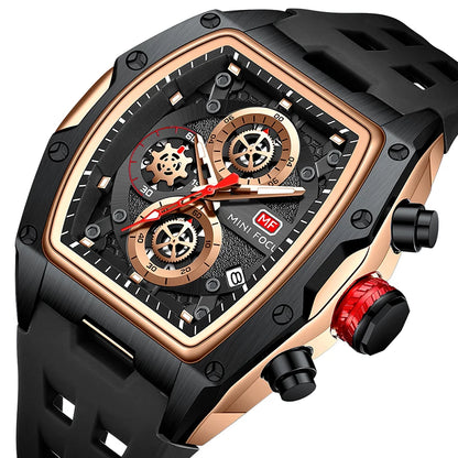 fachgo | MINI FOCUS 0473 Sport Watch for Men Silicone Waterproof Luminous Quartz Watches Business Calendar Multi-function Wristwatch Mens