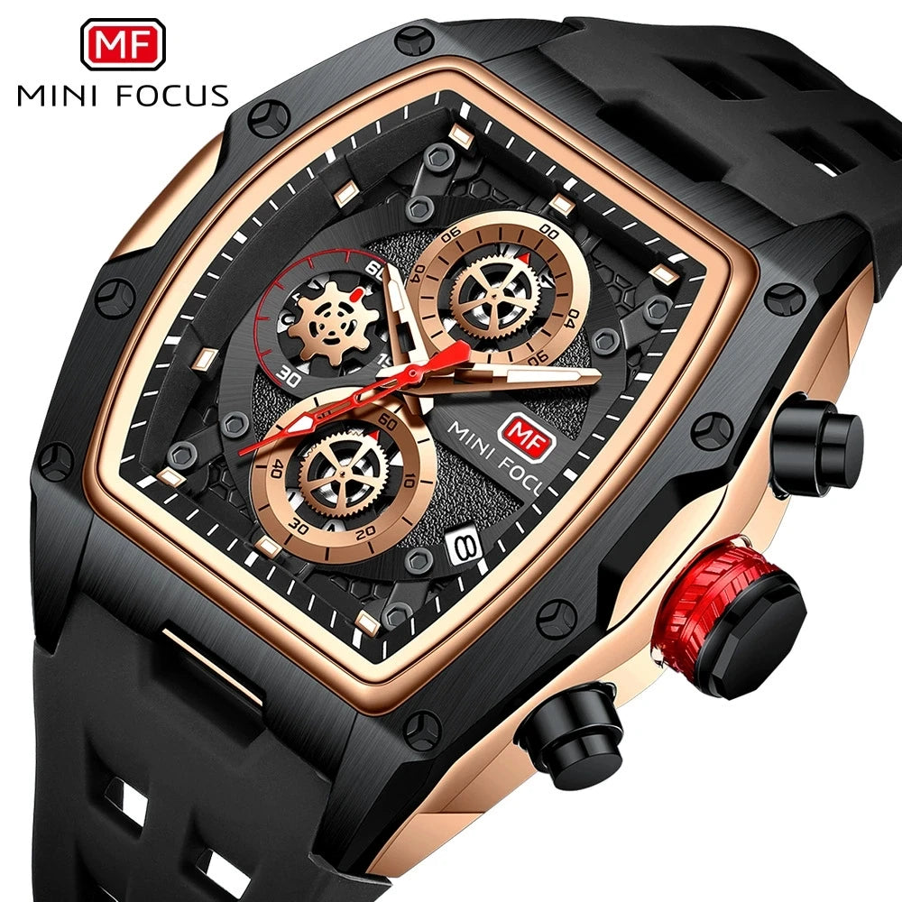 fachgo | MINI FOCUS MF0473G MF 0473 Men's Watches Luxury Sport Quartz Watch Waterproof Luminous Hands Silicone Strap Wristwatches for Men