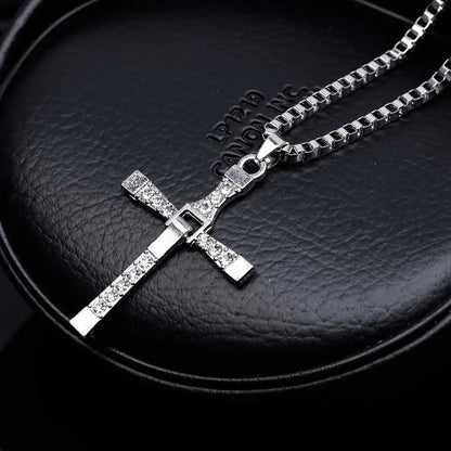 fachgo | Dominic Toretto The Fast and The Furious Celebrity Vin Diesel Item Crystal Jesus Men Cross Pendant Necklace Gift Jewelry