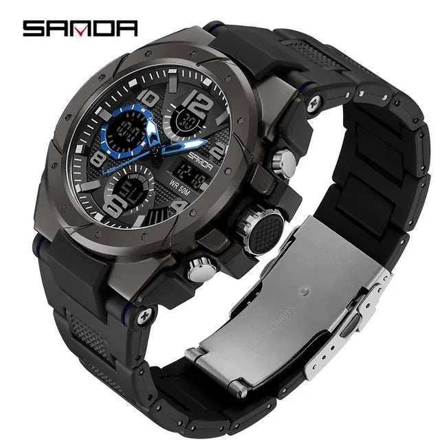 fachgo | Sanda 9009 Wholesale Digital Wrist Watch Waterproof Resistant Outdoor Sports Alarm Mode Fashion Analog Digital Smart Watches
