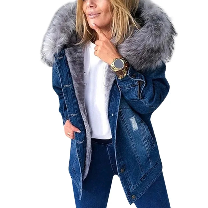 fachgo | Women’s Fleece-Lined Denim Jacket