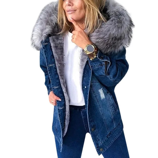 fachgo | Women’s Fleece-Lined Denim Jacket