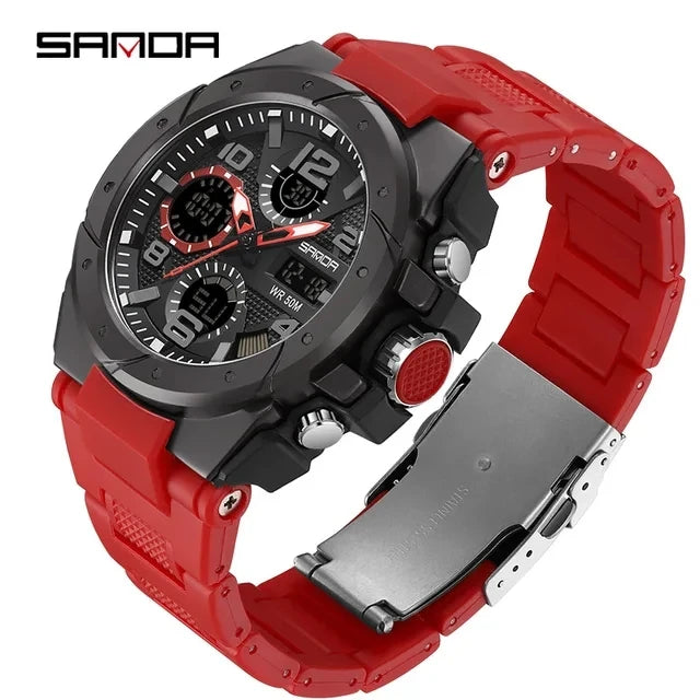 fachgo | Sanda 9009 Wholesale Digital Wrist Watch Waterproof Resistant Outdoor Sports Alarm Mode Fashion Analog Digital Smart Watches