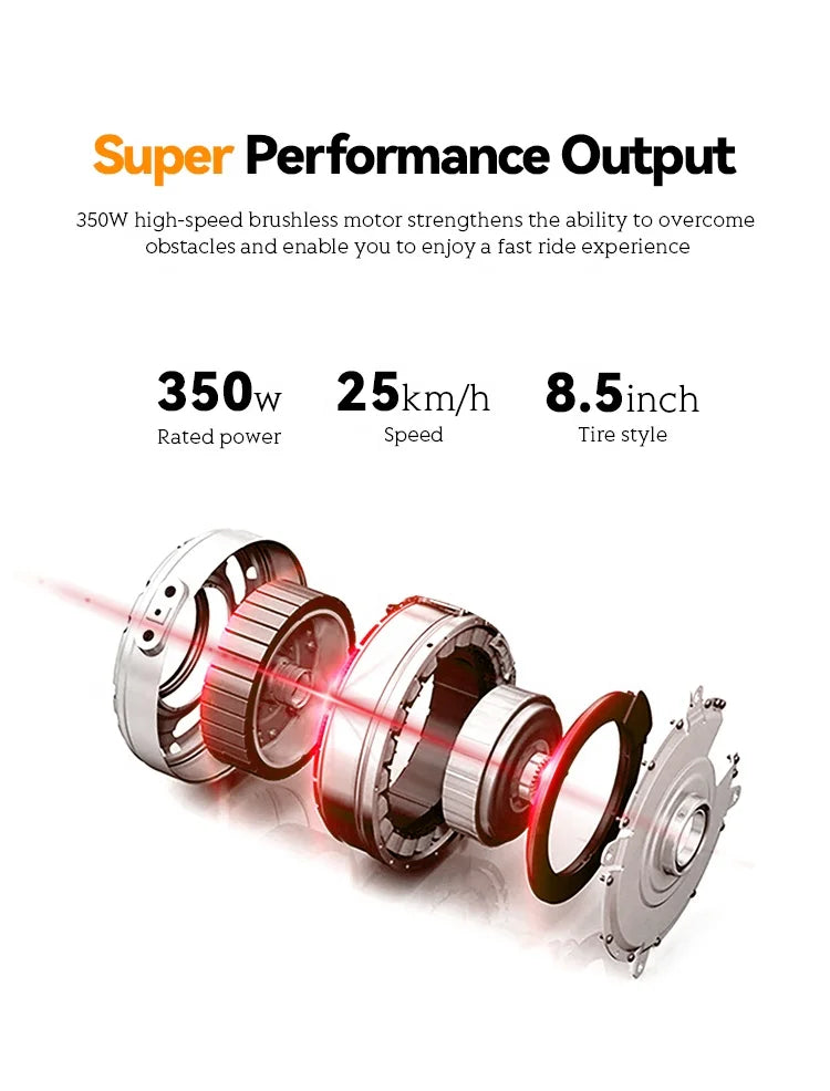 fachgo | HEZZO 8.5" Electric Scooter EU US Warehouse 36v 350w Escooter 10.4Ah Long Range App Folding Electric Kick Scooter Free Shipping