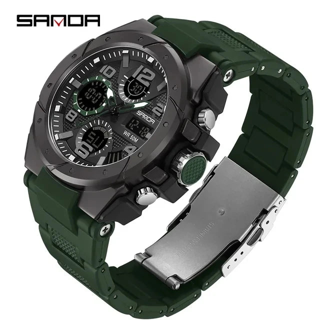 fachgo | Sanda 9009 Wholesale Digital Wrist Watch Waterproof Resistant Outdoor Sports Alarm Mode Fashion Analog Digital Smart Watches