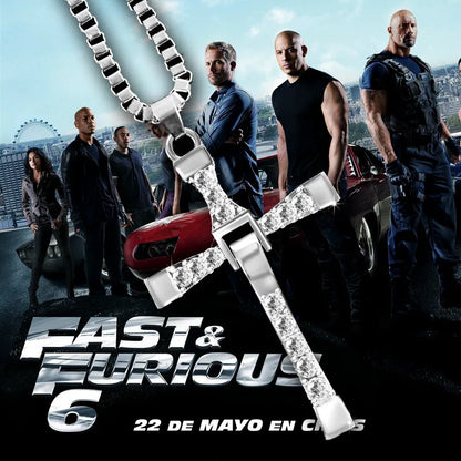 fachgo | Dominic Toretto The Fast and The Furious Celebrity Vin Diesel Item Crystal Jesus Men Cross Pendant Necklace Gift Jewelry