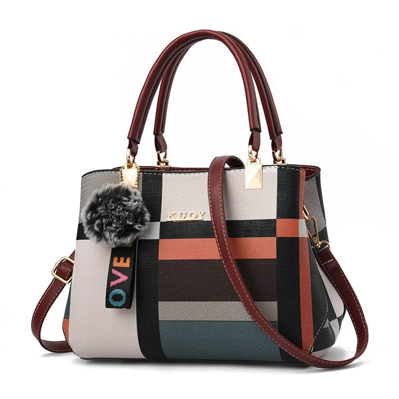fachgo | Elegant Designer Handbags Women Bags Messenger PU Leather Crossbody Bags Hairball tassen Girls Shoulder Bag Top-hand Tote Bag
