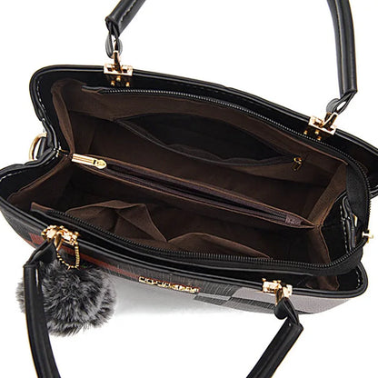 fachgo | Elegant Designer Handbags Women Bags Messenger PU Leather Crossbody Bags Hairball tassen Girls Shoulder Bag Top-hand Tote Bag