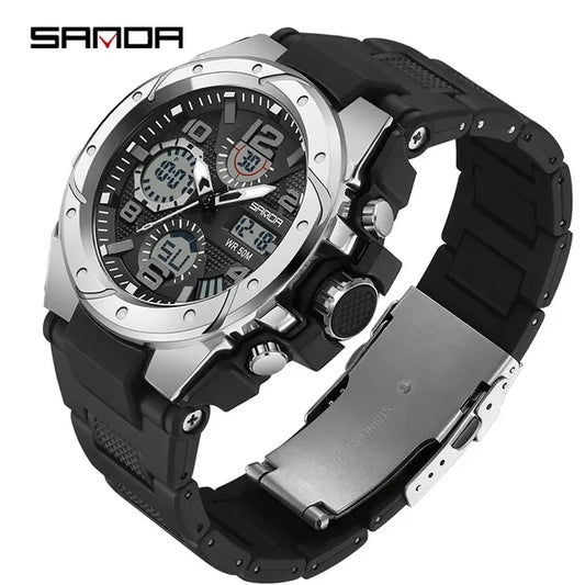 fachgo | Sanda 9009 Wholesale Digital Wrist Watch Waterproof Resistant Outdoor Sports Alarm Mode Fashion Analog Digital Smart Watches
