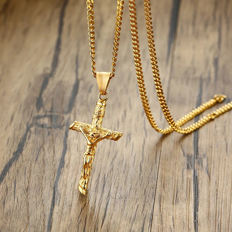 fachgo | VNOX Gold Stainless Steel Cross Necklace (Unisex)