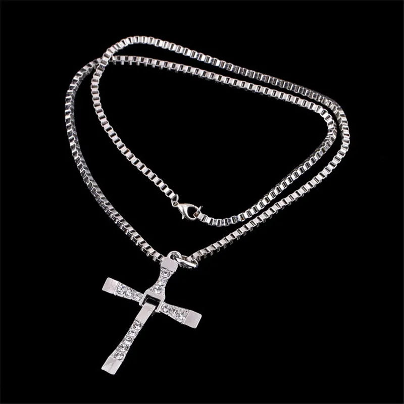 fachgo | Dominic Toretto The Fast and The Furious Celebrity Vin Diesel Item Crystal Jesus Men Cross Pendant Necklace Gift Jewelry