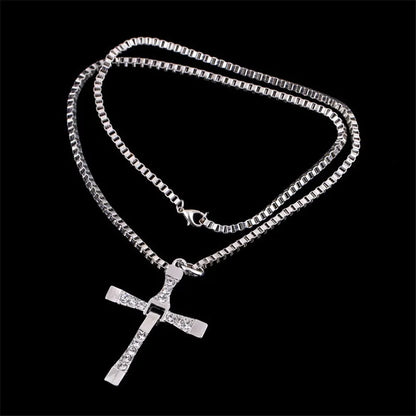 fachgo | Dominic Toretto The Fast and The Furious Celebrity Vin Diesel Item Crystal Jesus Men Cross Pendant Necklace Gift Jewelry
