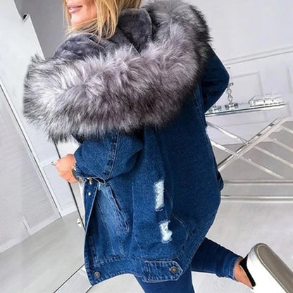 fachgo | Women’s Fleece-Lined Denim Jacket