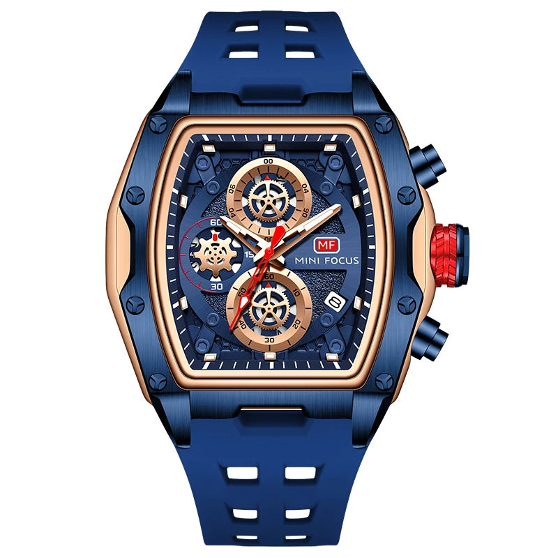 fachgo | MINI FOCUS MF0473G MF 0473 Men's Watches Luxury Sport Quartz Watch Waterproof Luminous Hands Silicone Strap Wristwatches for Men