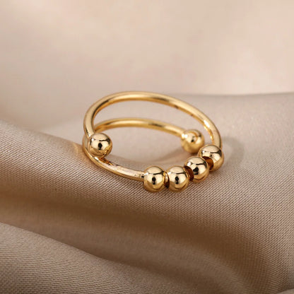 fachgo | Anxiety Ring Beads Rings For Women Men Stainless Steel Ring Spinner