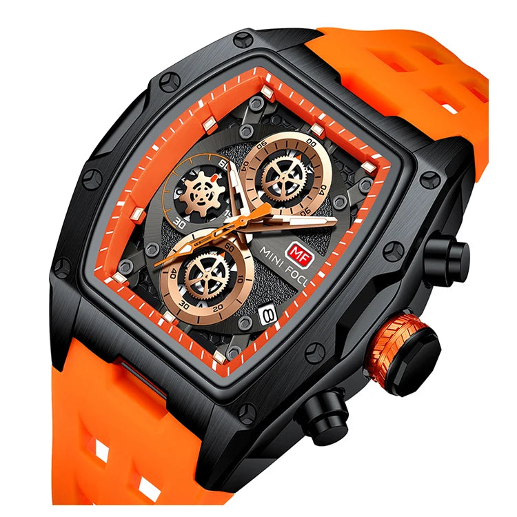 fachgo | MINI FOCUS MF0473G MF 0473 Men's Watches Luxury Sport Quartz Watch Waterproof Luminous Hands Silicone Strap Wristwatches for Men