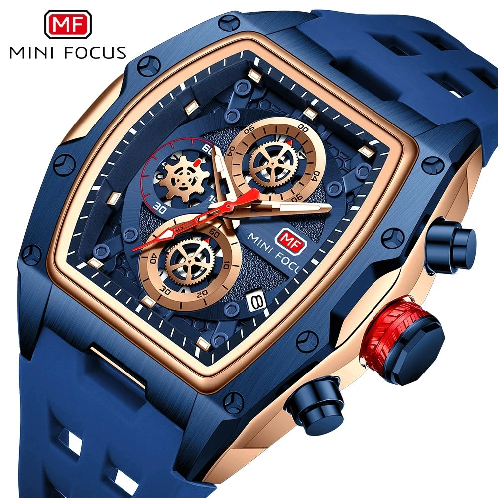 fachgo | MINI FOCUS MF0473G MF 0473 Men's Watches Luxury Sport Quartz Watch Waterproof Luminous Hands Silicone Strap Wristwatches for Men