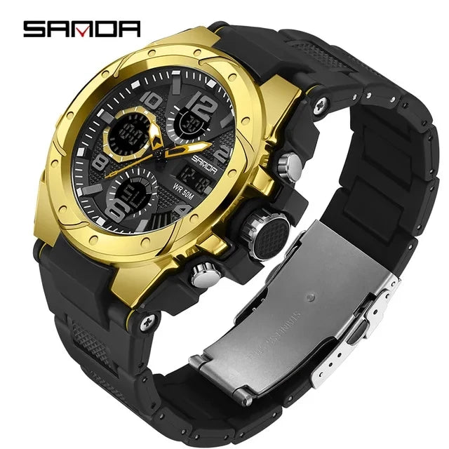 fachgo | Sanda 9009 Wholesale Digital Wrist Watch Waterproof Resistant Outdoor Sports Alarm Mode Fashion Analog Digital Smart Watches