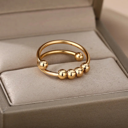 fachgo | Anxiety Ring Beads Rings For Women Men Stainless Steel Ring Spinner