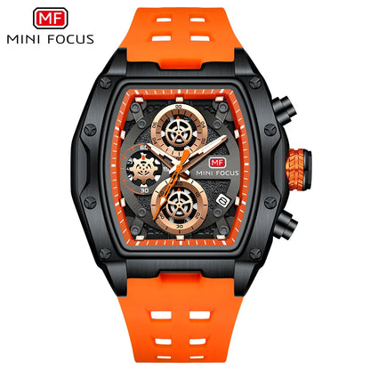 fachgo | MINI FOCUS 0473 Sport Watch for Men Silicone Waterproof Luminous Quartz Watches Business Calendar Multi-function Wristwatch Mens