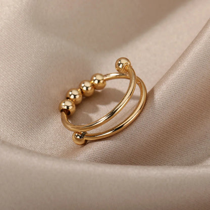 fachgo | Anxiety Ring Beads Rings For Women Men Stainless Steel Ring Spinner